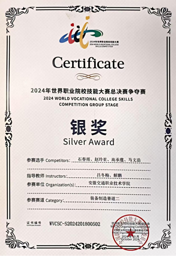 2025年获首届世界职业院校技能大赛总决赛智能飞行器应用技术赛项争夺赛银奖